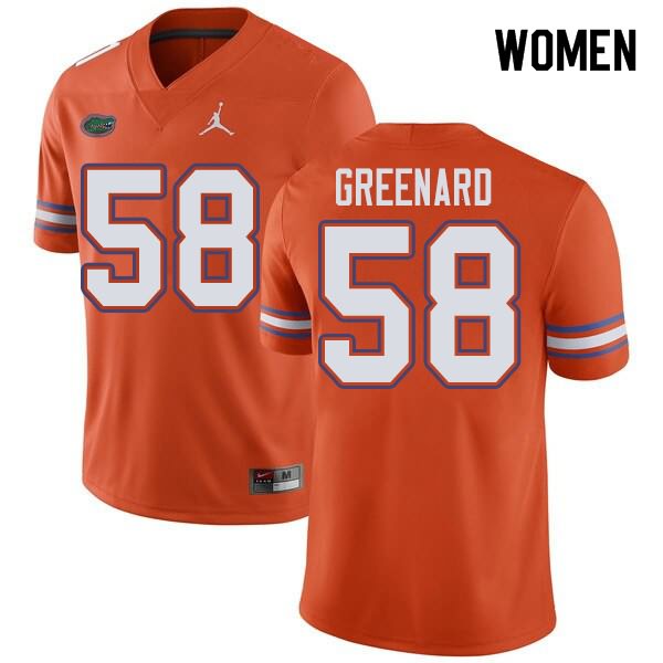 Women's NCAA Florida Gators Jonathan Greenard #58 Stitched Authentic Jordan Brand Orange College Football Jersey INE7365AY